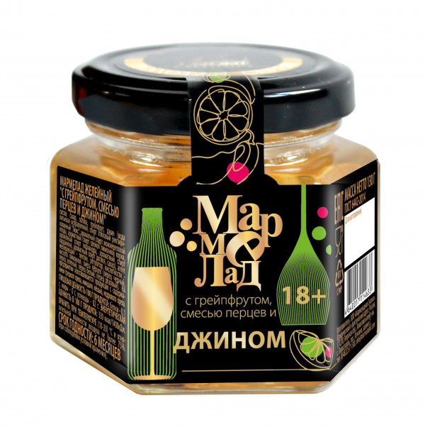 №2 Мармелад в банке "С грейпфрутом, смесью перцев и джином" 130г (18+)  в Геленджике